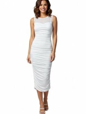 ELEXIAY  White Venus Jersey Midi Dress Size S NWT
